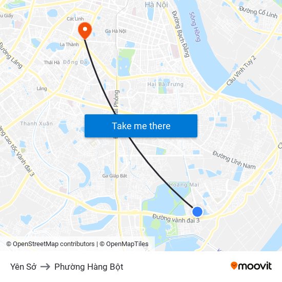 Yên Sở to Phường Hàng Bột map