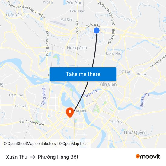 Xuân Thu to Phường Hàng Bột map