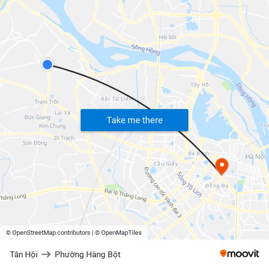 Tân Hội to Phường Hàng Bột map