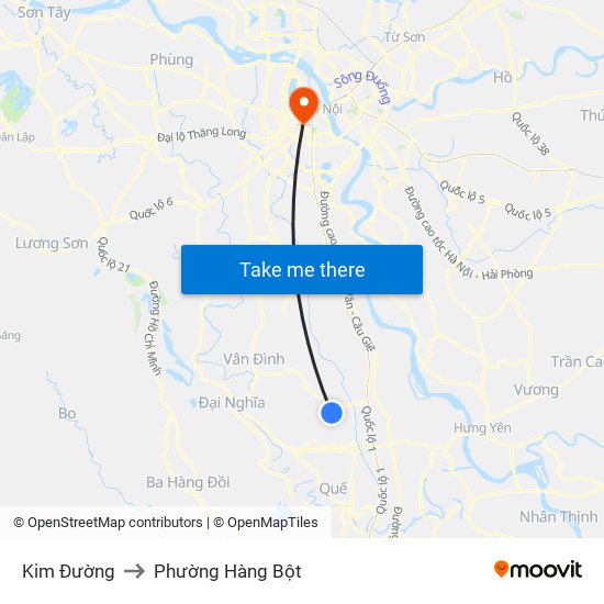 Kim Đường to Phường Hàng Bột map