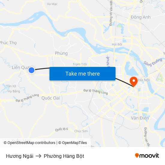 Hương Ngải to Phường Hàng Bột map