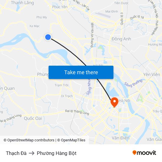 Thạch Đà to Phường Hàng Bột map