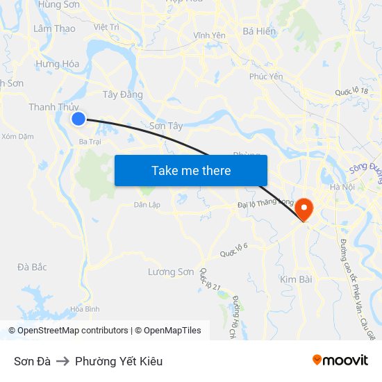 Sơn Đà to Phường Yết Kiêu map