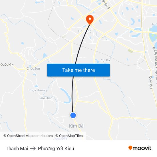 Thanh Mai to Phường Yết Kiêu map