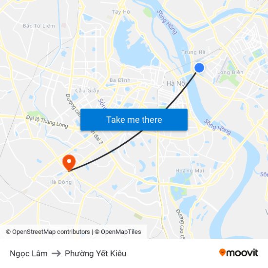 Ngọc Lâm to Phường Yết Kiêu map