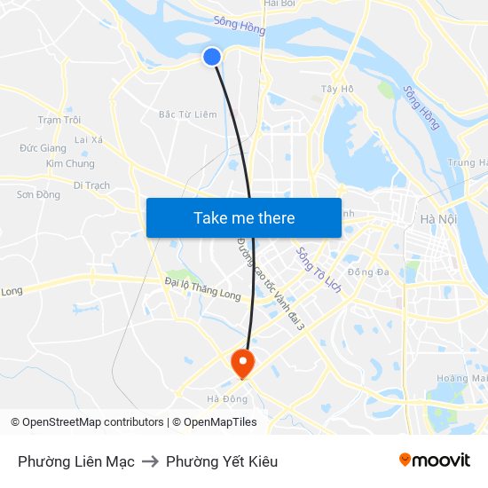 Phường Liên Mạc to Phường Yết Kiêu map