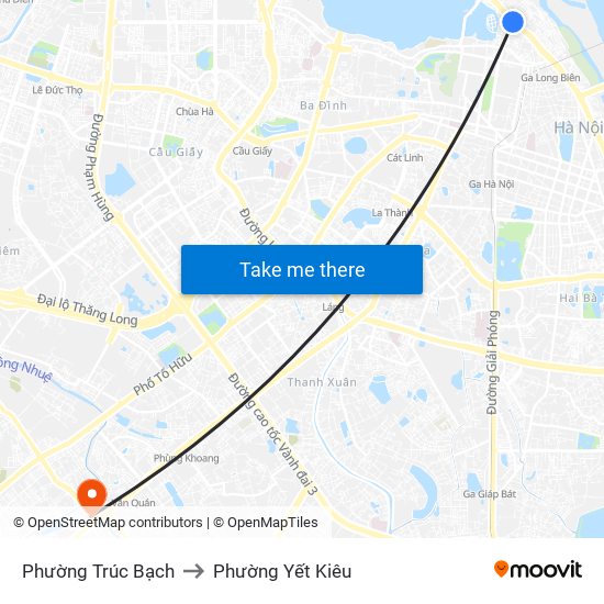 Phường Trúc Bạch to Phường Yết Kiêu map