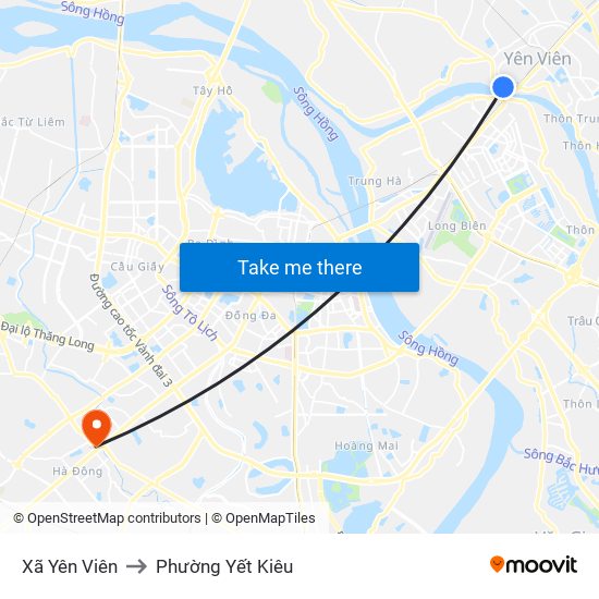 Xã Yên Viên to Phường Yết Kiêu map