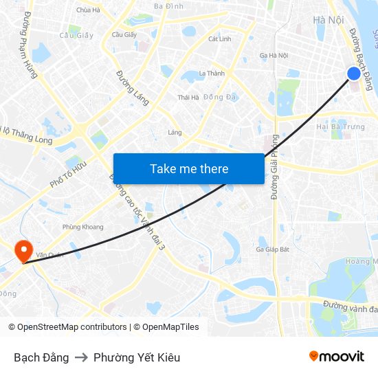 Bạch Đằng to Phường Yết Kiêu map