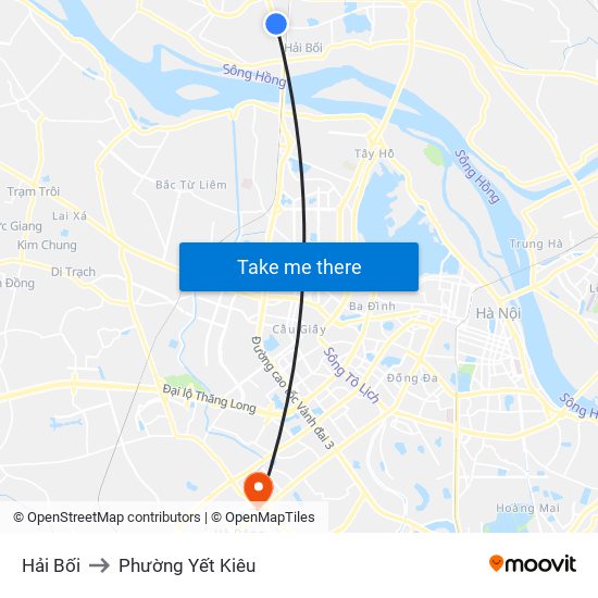 Hải Bối to Phường Yết Kiêu map