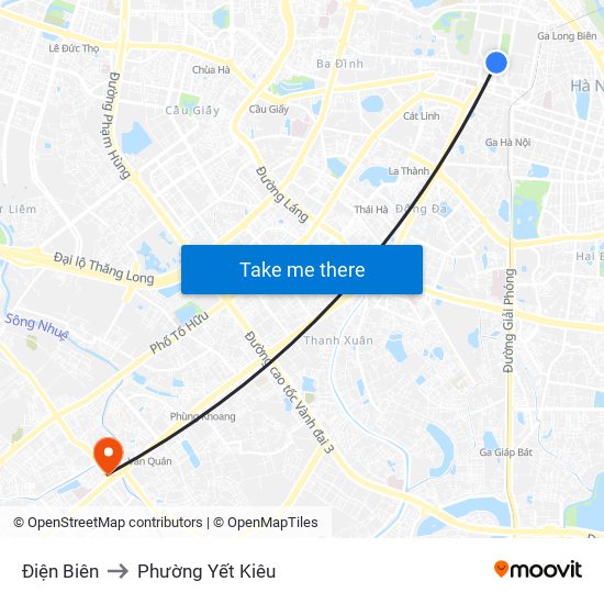 Điện Biên to Phường Yết Kiêu map