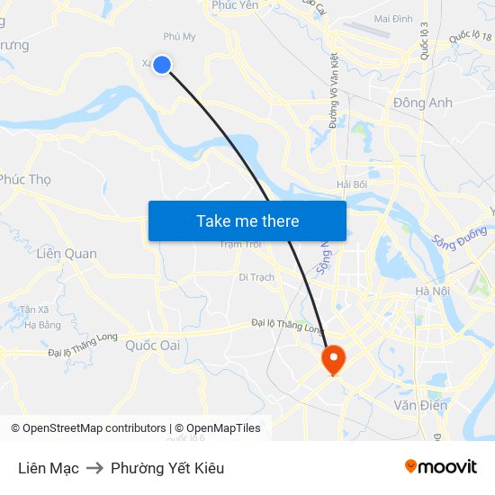 Liên Mạc to Phường Yết Kiêu map