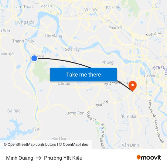 Minh Quang to Phường Yết Kiêu map