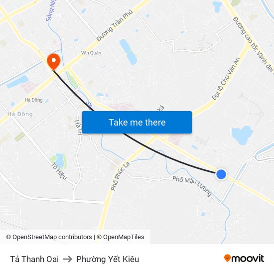 Tả Thanh Oai to Phường Yết Kiêu map