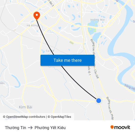 Thường Tín to Phường Yết Kiêu map