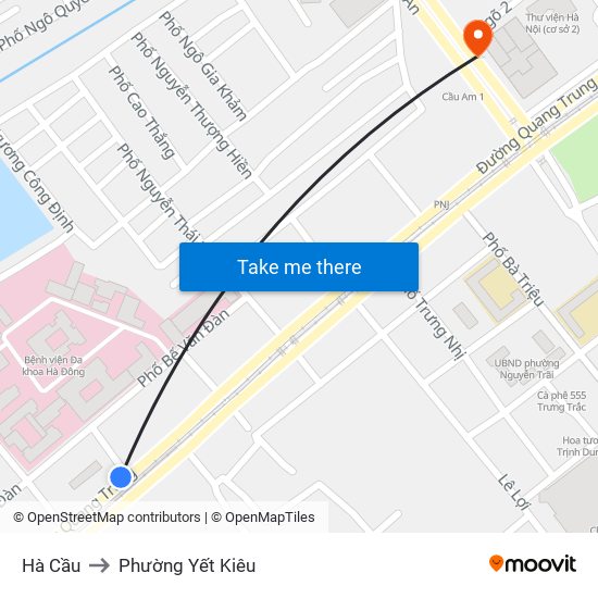 Hà Cầu to Phường Yết Kiêu map