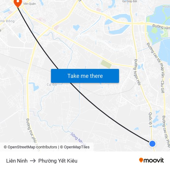 Liên Ninh to Phường Yết Kiêu map
