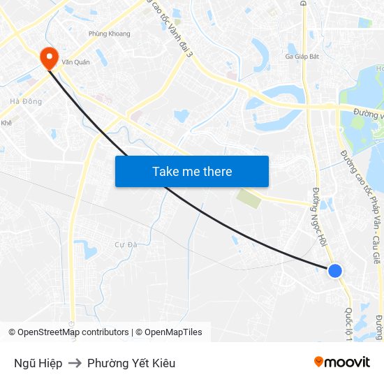 Ngũ Hiệp to Phường Yết Kiêu map