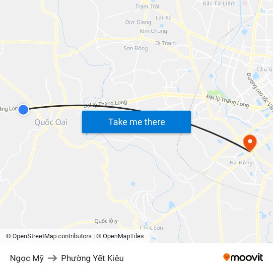 Ngọc Mỹ to Phường Yết Kiêu map