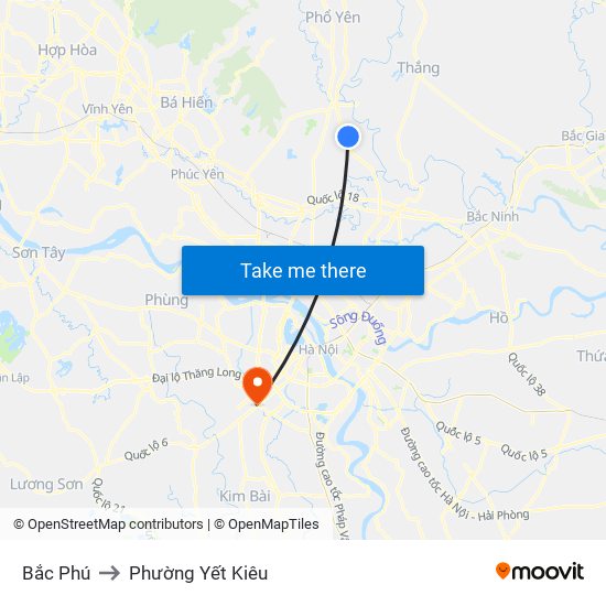 Bắc Phú to Phường Yết Kiêu map