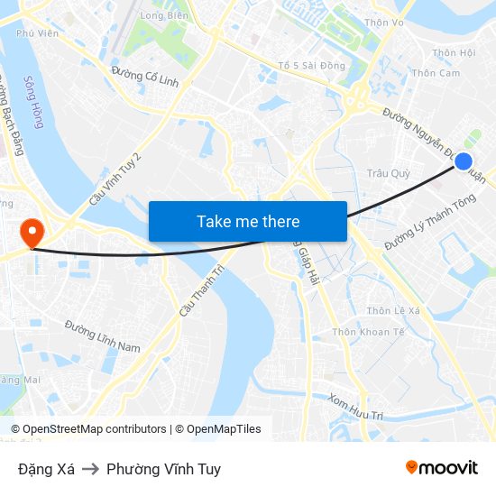 Đặng Xá to Phường Vĩnh Tuy map