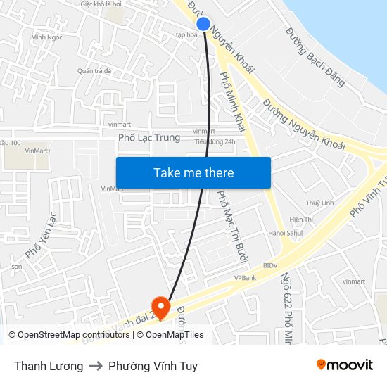 Thanh Lương to Phường Vĩnh Tuy map