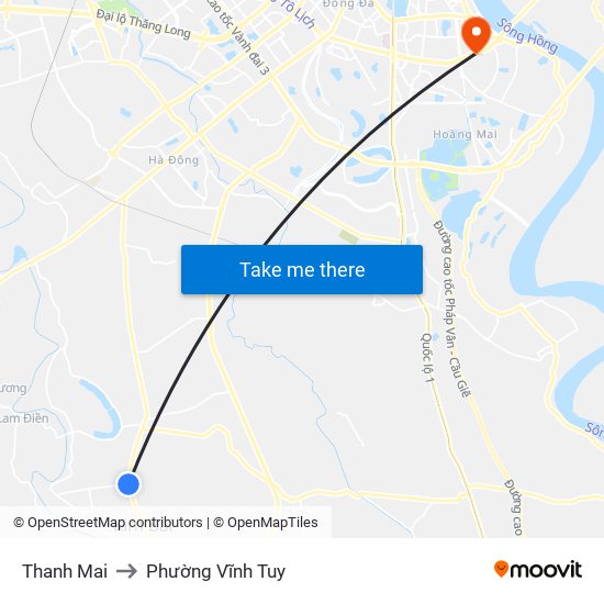 Thanh Mai to Phường Vĩnh Tuy map