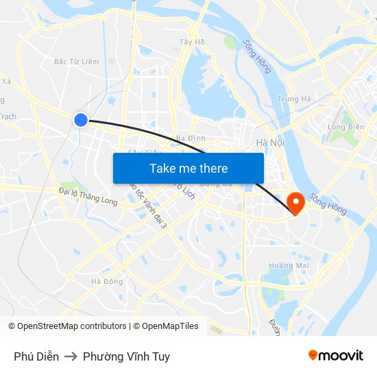 Phú Diễn to Phường Vĩnh Tuy map