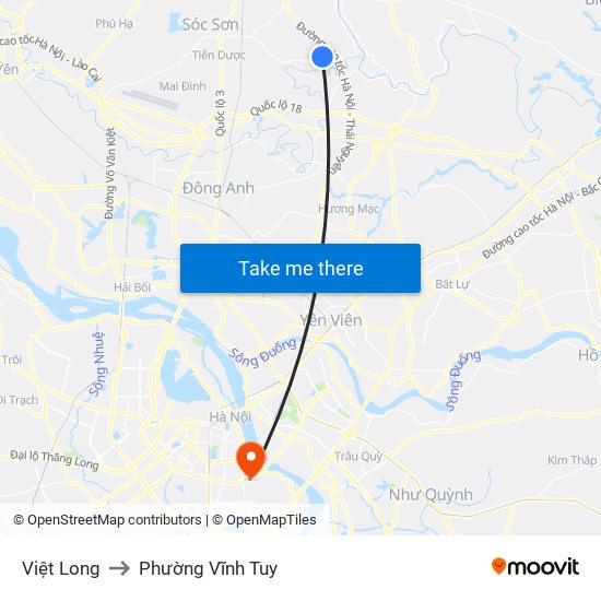 Việt Long to Phường Vĩnh Tuy map