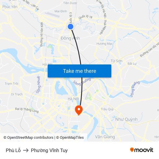 Phù Lỗ to Phường Vĩnh Tuy map