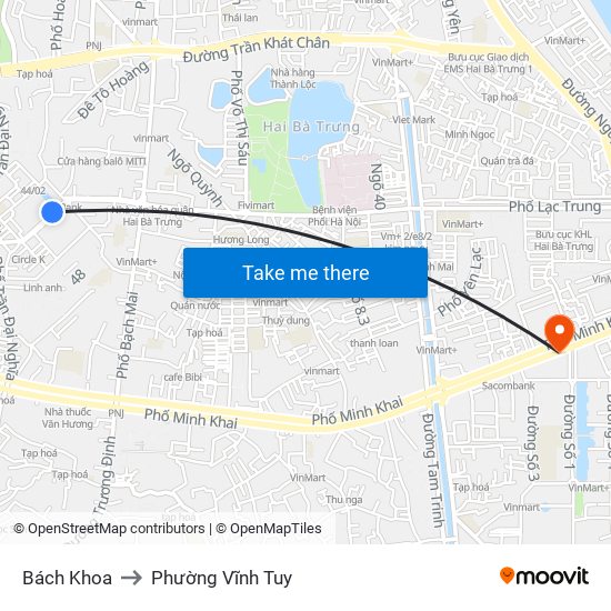 Bách Khoa to Phường Vĩnh Tuy map