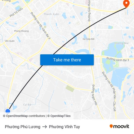 Phường Phú Lương to Phường Vĩnh Tuy map