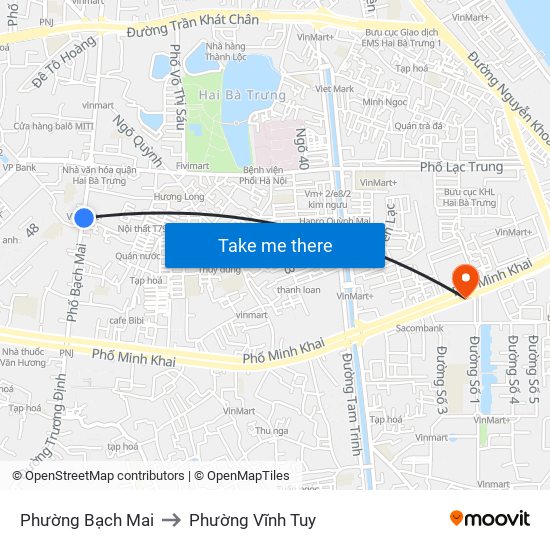 Phường Bạch Mai to Phường Vĩnh Tuy map