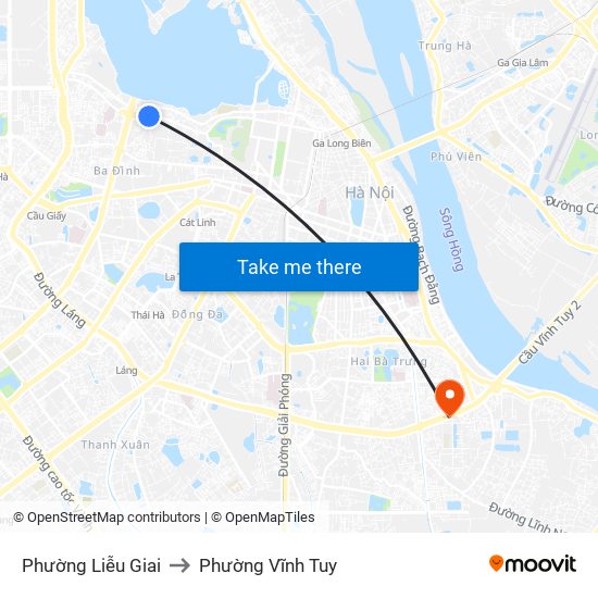 Phường Liễu Giai to Phường Vĩnh Tuy map