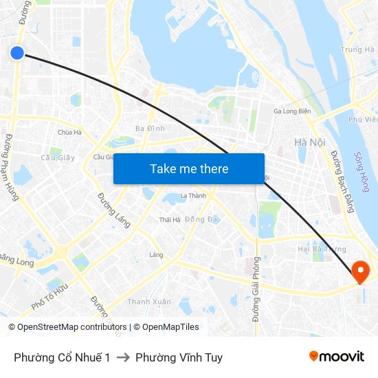 Phường Cổ Nhuế 1 to Phường Vĩnh Tuy map