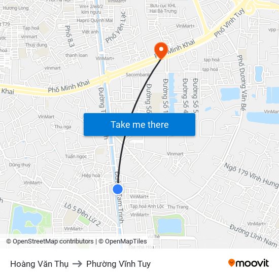 Hoàng Văn Thụ to Phường Vĩnh Tuy map