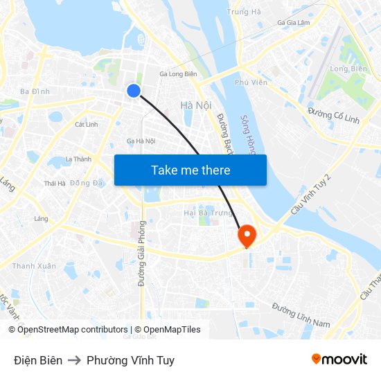 Điện Biên to Phường Vĩnh Tuy map