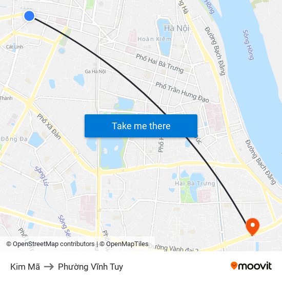 Kim Mã to Phường Vĩnh Tuy map