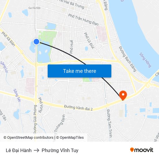 Lê Đại Hành to Phường Vĩnh Tuy map