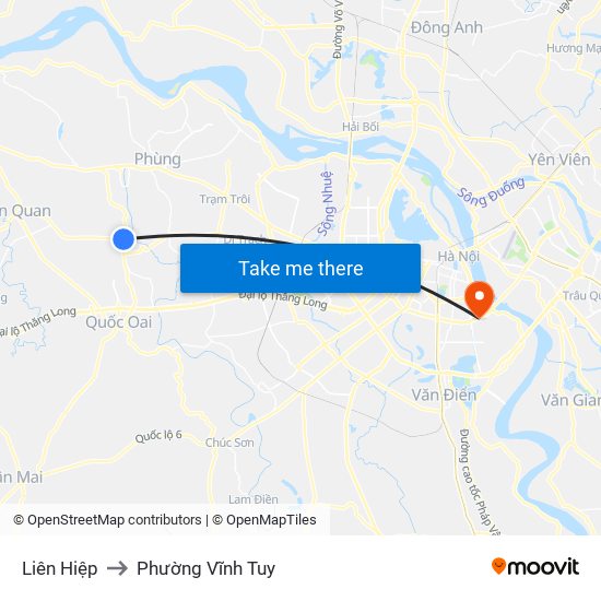 Liên Hiệp to Phường Vĩnh Tuy map