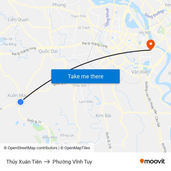 Thủy Xuân Tiên to Phường Vĩnh Tuy map