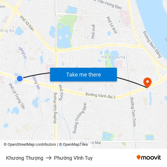 Khương Thượng to Phường Vĩnh Tuy map