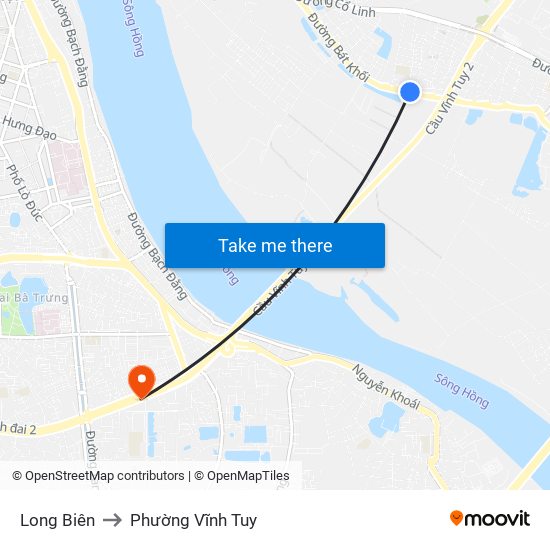 Long Biên to Phường Vĩnh Tuy map