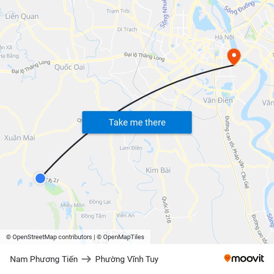 Nam Phương Tiến to Phường Vĩnh Tuy map