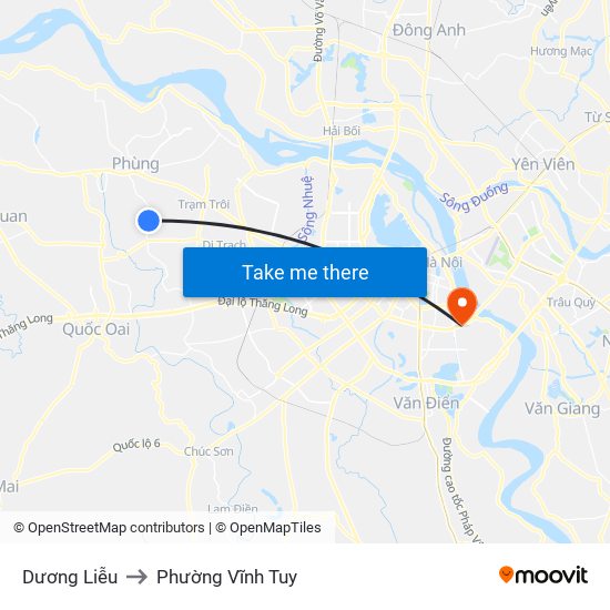 Dương Liễu to Phường Vĩnh Tuy map