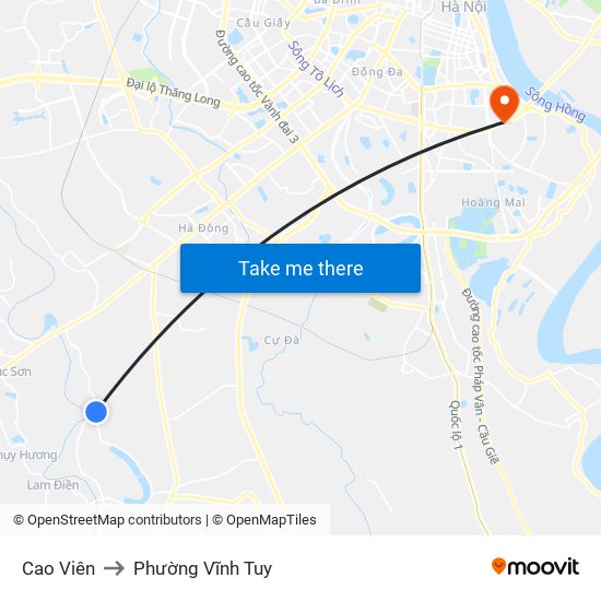 Cao Viên to Phường Vĩnh Tuy map