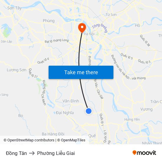 Đồng Tân to Phường Liễu Giai map