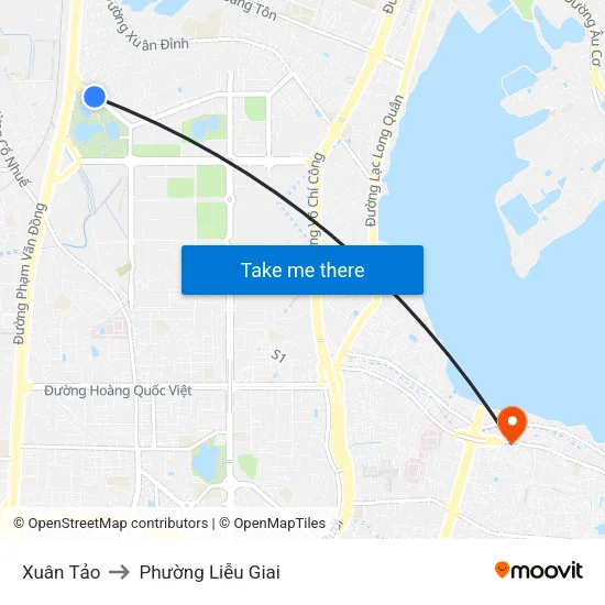 Xuân Tảo to Phường Liễu Giai map
