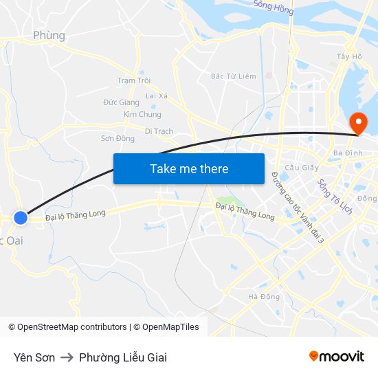 Yên Sơn to Phường Liễu Giai map