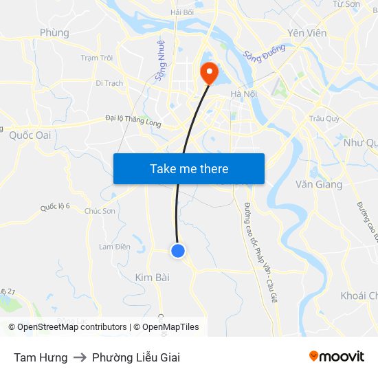 Tam Hưng to Phường Liễu Giai map